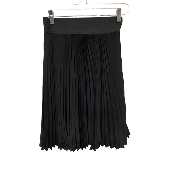 Apt.9 Black Pleated midi skirt preppy classic academia elastic waist lined Sz XS - Picture 2 of 4